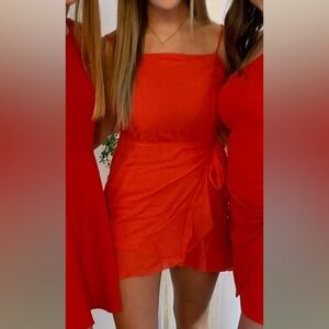 Princess Polly Red Spaghetti strap Mini Dress with Side Tie